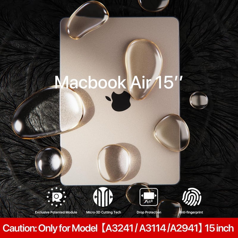 soonjet غطاء لجهاز MacBook Air مقاس 15 بوصة M4 2025 2024 2023 M3 M2 [مطابقة 100% للون الرسمي] [درع فائق النحافة] غلاف صلب لجهاز الكمبيوتر المحمول A3241 A3114 A2941 - شفاف بلون النجوم - Image 2